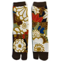 Chaussettes Japonaises Coton Bouquet Fleurs D'Automne