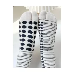 Chaussettes Tabis Coton Pois Et Rayures Blanches