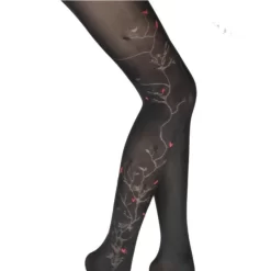 Collant Berthe Aux Grands Pieds Arbre Oiseaux Fleurs Rouges