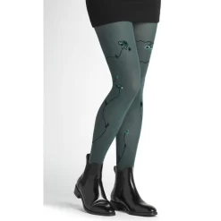 Collant Berthe Aux Grands Pieds Fleuris Pétrole