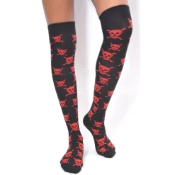 JAmbières Noires Têtes De Morts Rouges