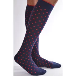 Mi Bas Homme Bleu à Pois Rouge