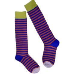 Mi Bas Rayures Bicolore Bleu Brique Caprices